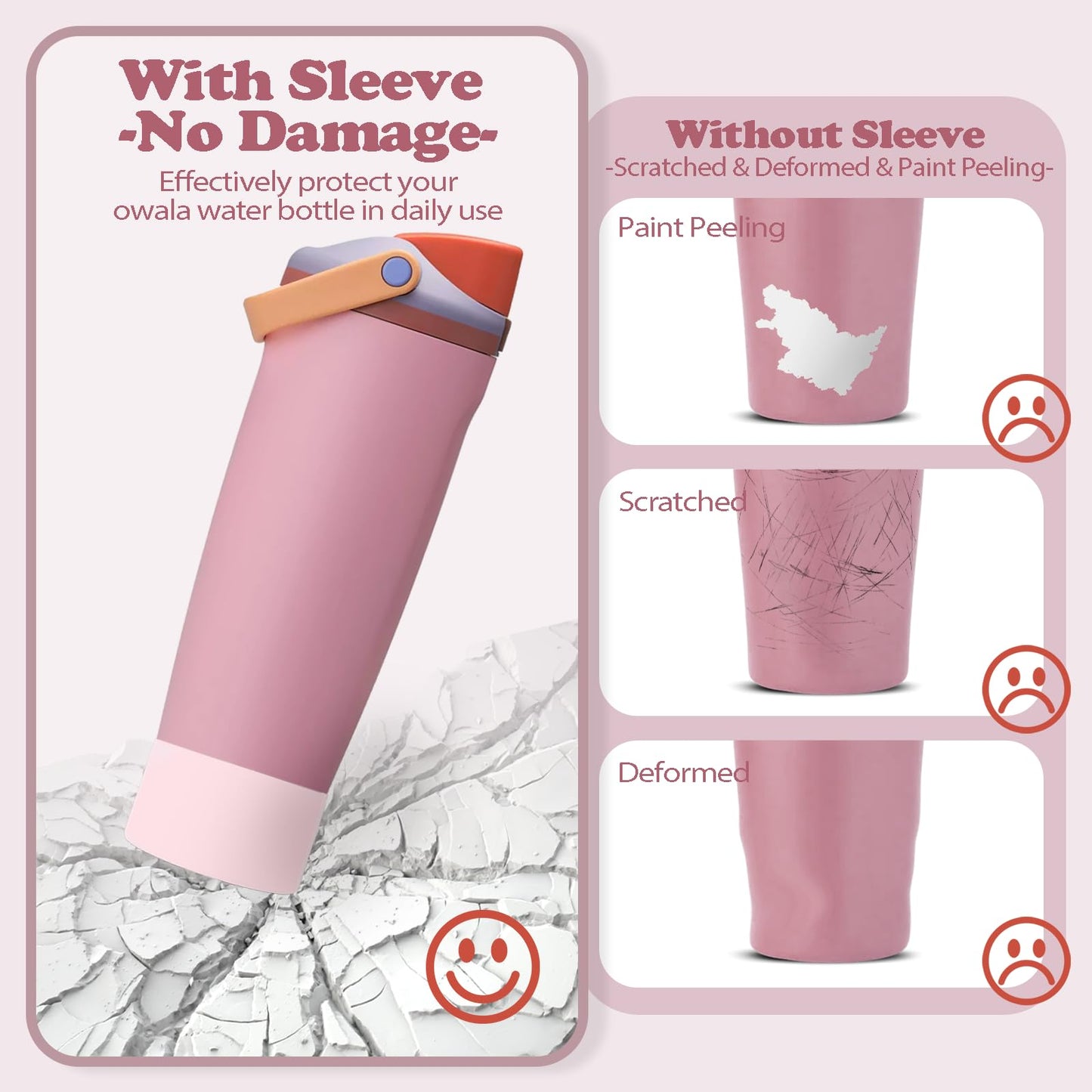 Kaitiaki 2PCS Silicone Boots for Owala 30oz & 40oz FreeSip Sway Bottles & Tumblers – Non-Slip, Scratch-Resistant, Stability Enhancer for Owala Accessories (Sugar High)