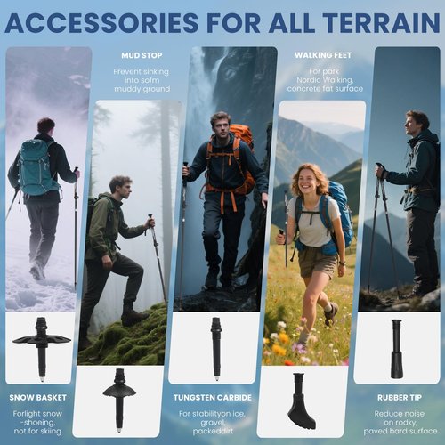 MIOCLYD Collapsible Hiking Poles, 7075 Aluminum Trekking Poles, 2pc Lightweight Folding Adjustable for Men & Women, Walking Sticks for Hiking, Camping, Backpacking