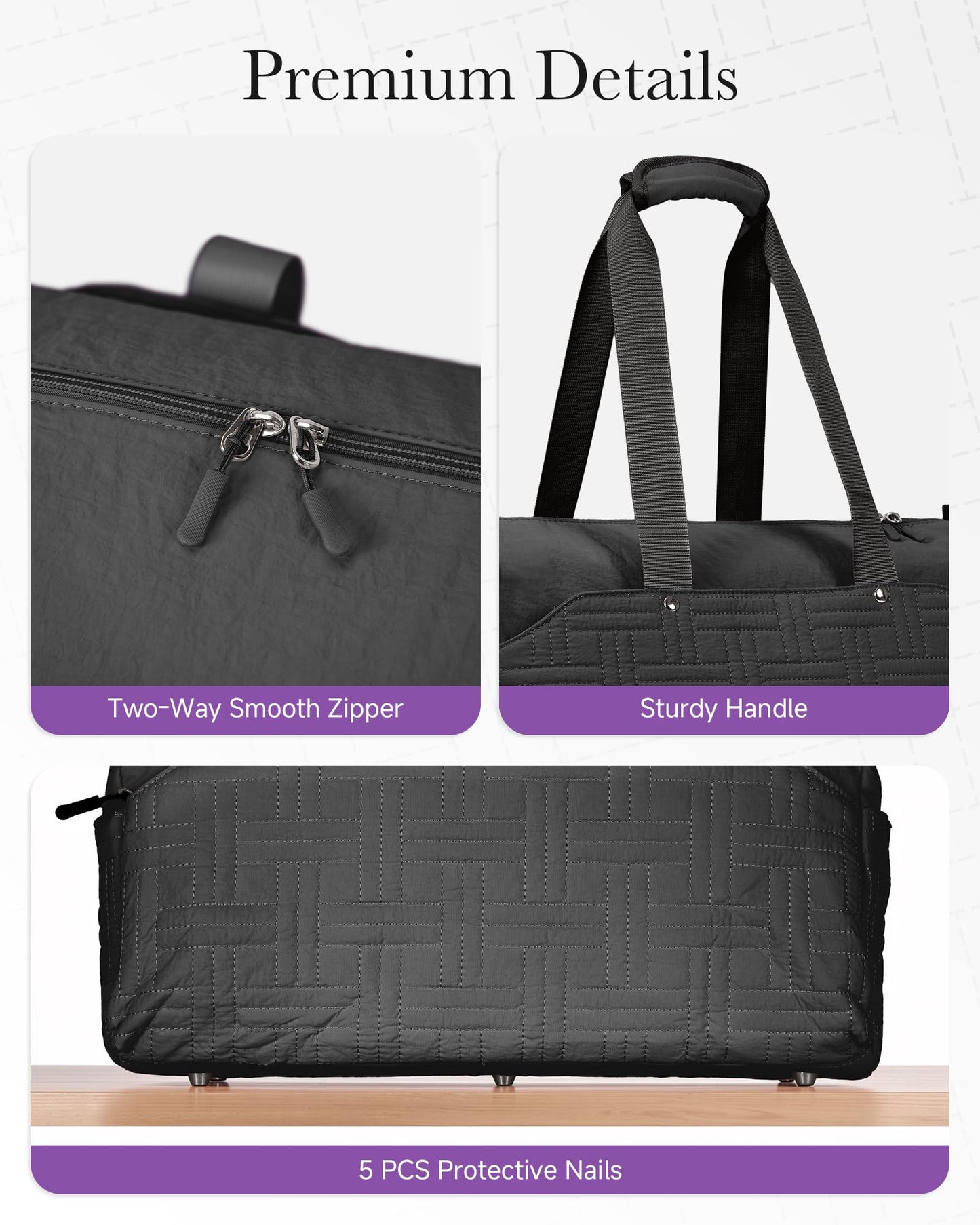 Vogewood Carry On Travel Bag for Women, Personal Item Weekender, Black