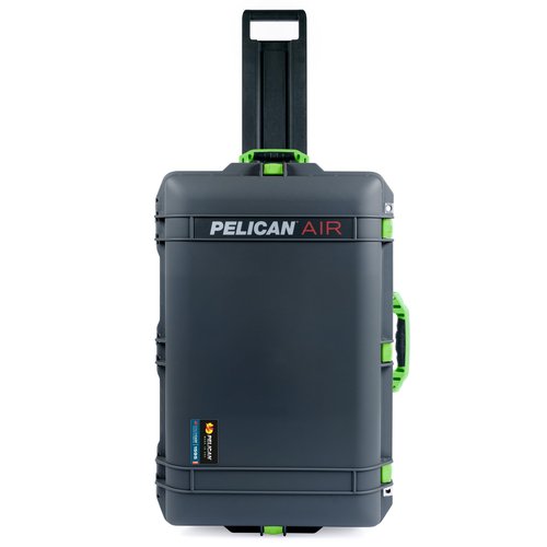 Pelican 1595 Case by ColorCase - Charcoal - Large Sized Waterproof Case with Pick & Pluck Foam & Convoluted Lid Foam - Lime Green Handles & Latches