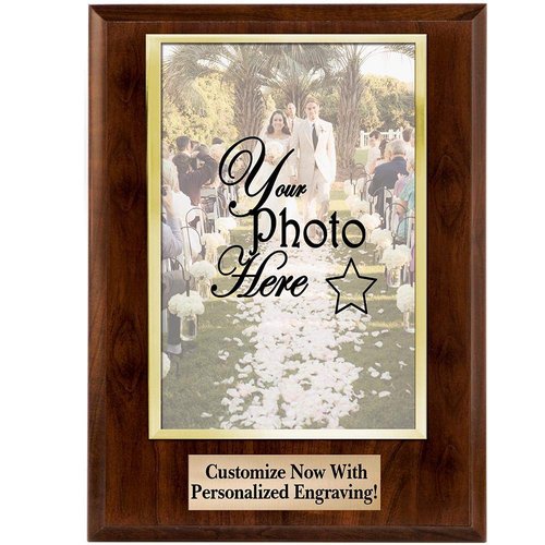 Crown Awards Personalized Photo Plaques - Vertical Slide-In Photo Frame Plaque Gift With Custom Engraving, Holds 5x7 Photo