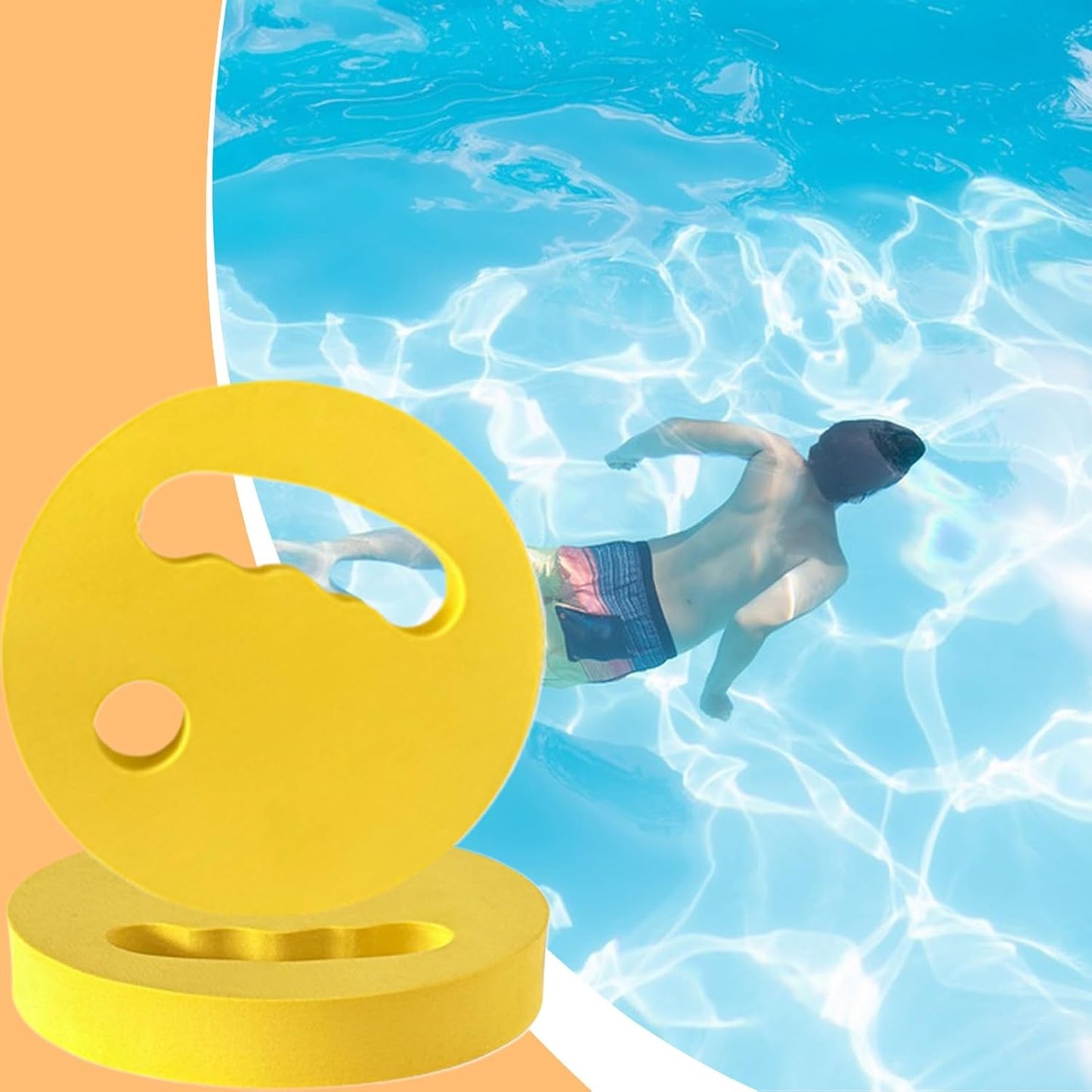 18x3 Cm 2 Pieces Water Exercise Discs EVA Floating Aqua Training Disc Pool Workouts Aid with Ergonomic Grip for Adults Swimming Beginners Teens Women Boys Men