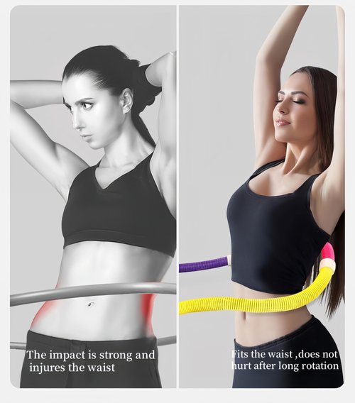 TJHNMNC Weighted Soft Spring Hula Hoop for Adults – 3.5lb Foldable Fitness Hoop, Waist-Friendly Design, Portable Slimming Exercise Equipment for Home and Travel (Yellow)