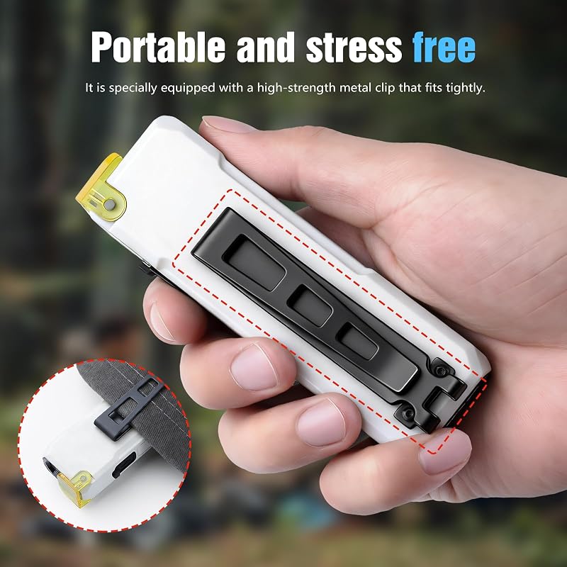 EDC Flat Rechargeable Flashlight with UV & RGB, Dual Switch, Magnetic Clip – White (Variation: RGB White+1+Compact)