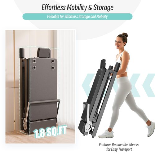 MU 91.5" Foldable Pilates Reformer Machine with Jump Board & Dual Resistance – Adjustable Reformer Pilates Machine for Full-Body Home Workout, 500 lbs Capacity, Up to 6'9" Height Friendly. Black