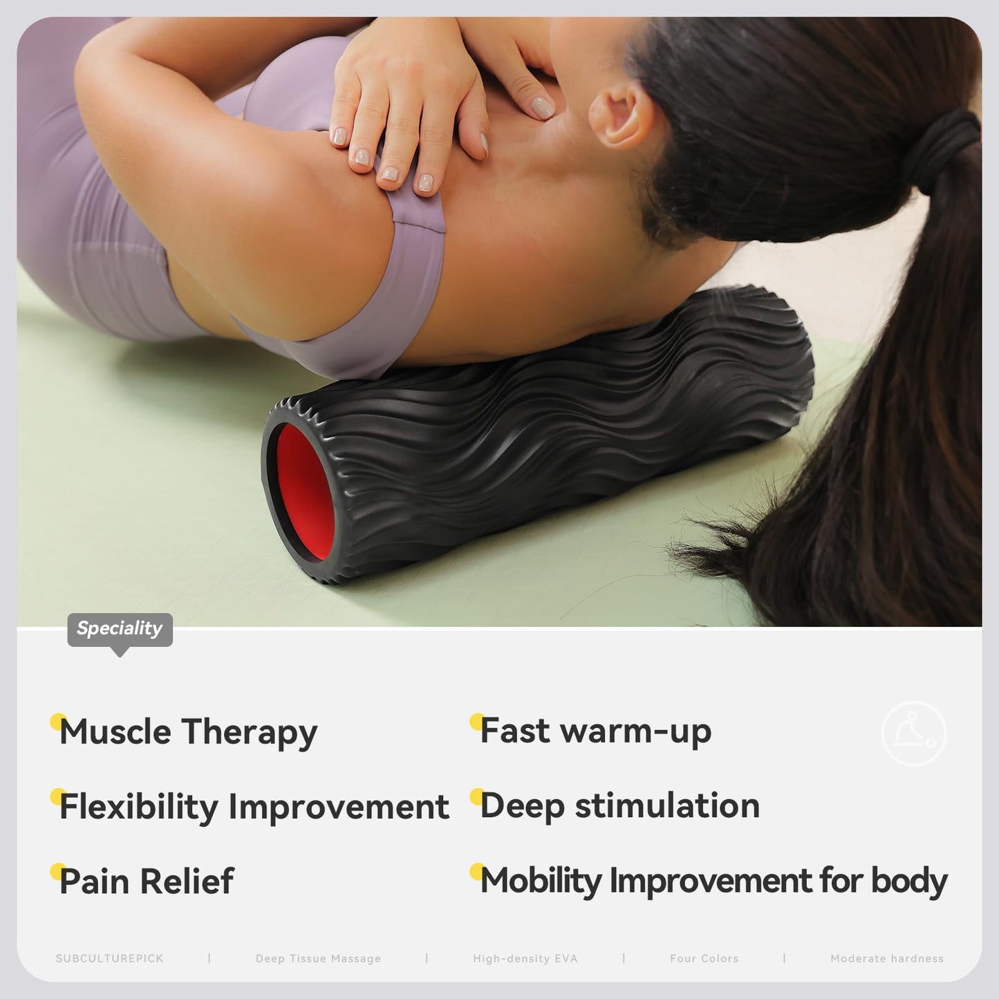 Foam Roller High-Density Exercise Roller, Deep Tissue Muscle Massage, Stretching, Relieves Muscles, Improves Mobility, Fitness Roller for Pilates, Yoga, Ideal for Athletes, Beginners & Recovery