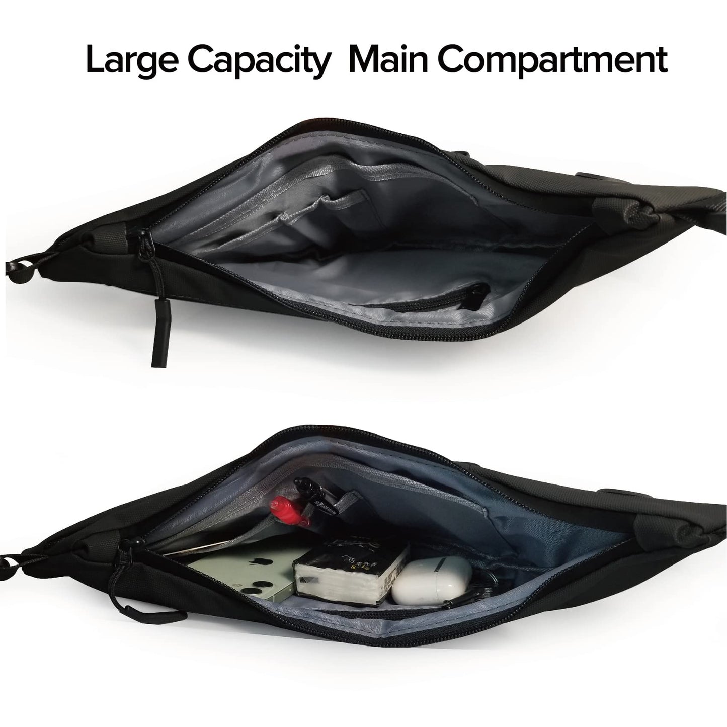 Small Sling Shoulder Crossbody Bag Men Women, Lightweight Anti-theft One Strap Casual Chest Bag Slim Backpack for Outdoor Walking Trip Hiking Biking Black