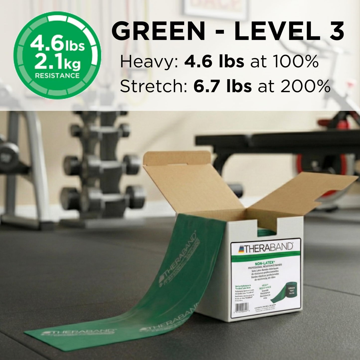 THERABAND Resistance Band Green, Heavy, 25-Yd Roll, Latex-Free Elastic Exercise Band for Physical Therapy, Yoga, Pilates, Stretching, Home Workouts, Cut-to-Length, Color-Coded Resistance Levels