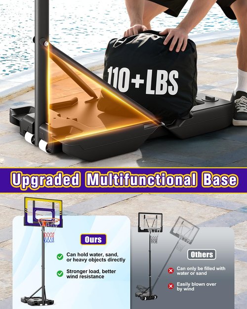 TONBUX Kids Basketball Hoop Adjustable 3.5-7ft, Portable Basketball Hoop & Goals for Kids/Teens/Youth in Backyard/Driveway/Indoor, Shatterproof PC Backboard and Multifuctional Base