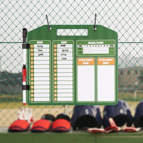 HIGHRAZON Magnetic Baseball Coach Clipboard, Dry Erase Lineup Board, Premium Tactical Baseball Coaching Board with 40 Lineup Cards, Dugout Display Softball Coaching Accessories - Green