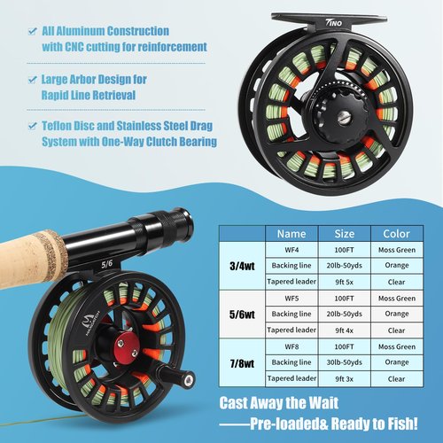 Maxcatch Extreme-X Fly Fishing Rod and Reel Combo, 3-8wt Complete Starter Fishing Outfit with Fly Box, Flies, Rod Clip Holder, Rod Case, Extra Tip Section (8wt-9' 4pc Rod, 7/8wt Reel)