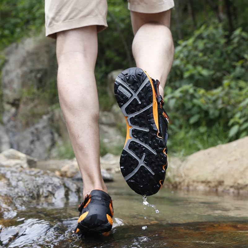 HUMTTO Amphibious Water Shoes for Men - Quick-Dry River Sandals with Closed Toe, Non-Slip Sole (Variation: Black+11-11.5)