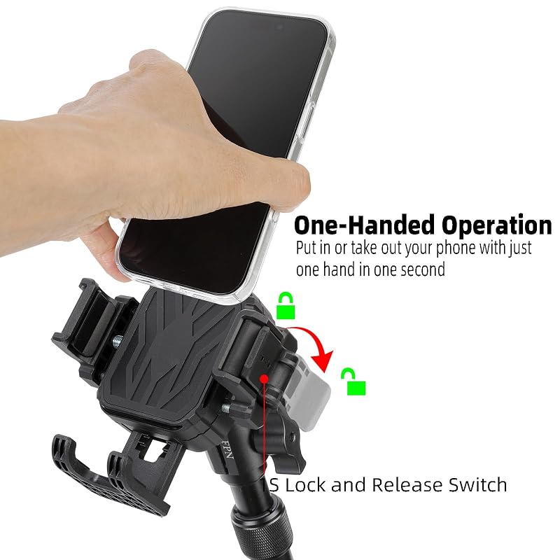 Kayak Phone Holder with Vibration Dampener & 11.5"-17" Aluminum Telescopic Arm, 1" Track Ball Base, 360° Rotation, Camera-Friendly