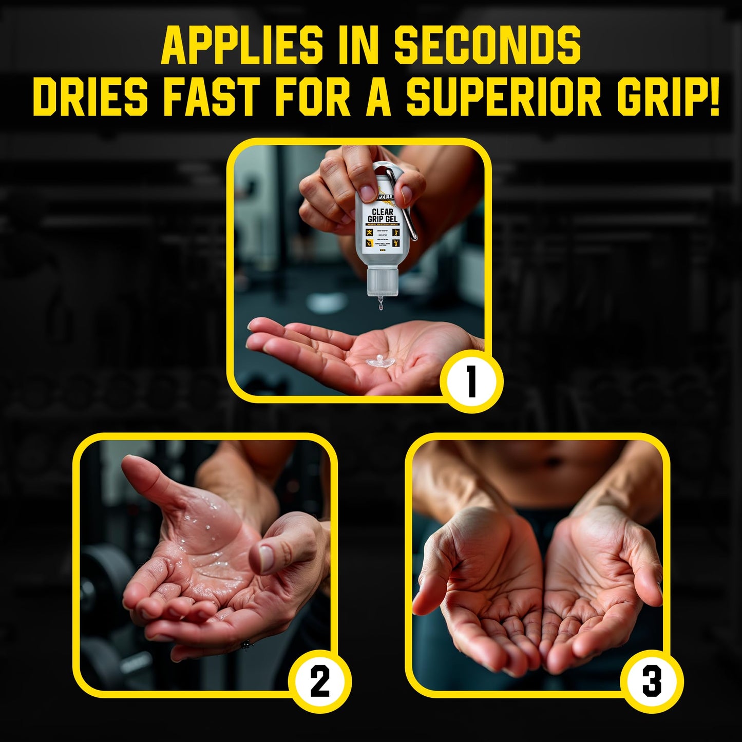 GRIPZILLA Liquid Chalk Kit Gym Chalk for Weight Lifting, Rock Climbing, Pole Grip, Bouldering, Powerlifting, Ball, Gymnastics, Sports, and Workout - Package May Vary (Clear Liquid Gel (50+50+100ml))