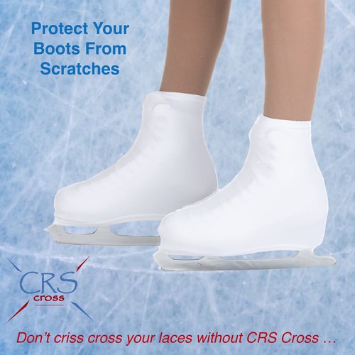 CRS Cross Skating Boot Covers Lycra Ice Skate Covers. Performance Ready Protection for Figure Skates, Ice Skating, Roller Skates. (White, Youth)