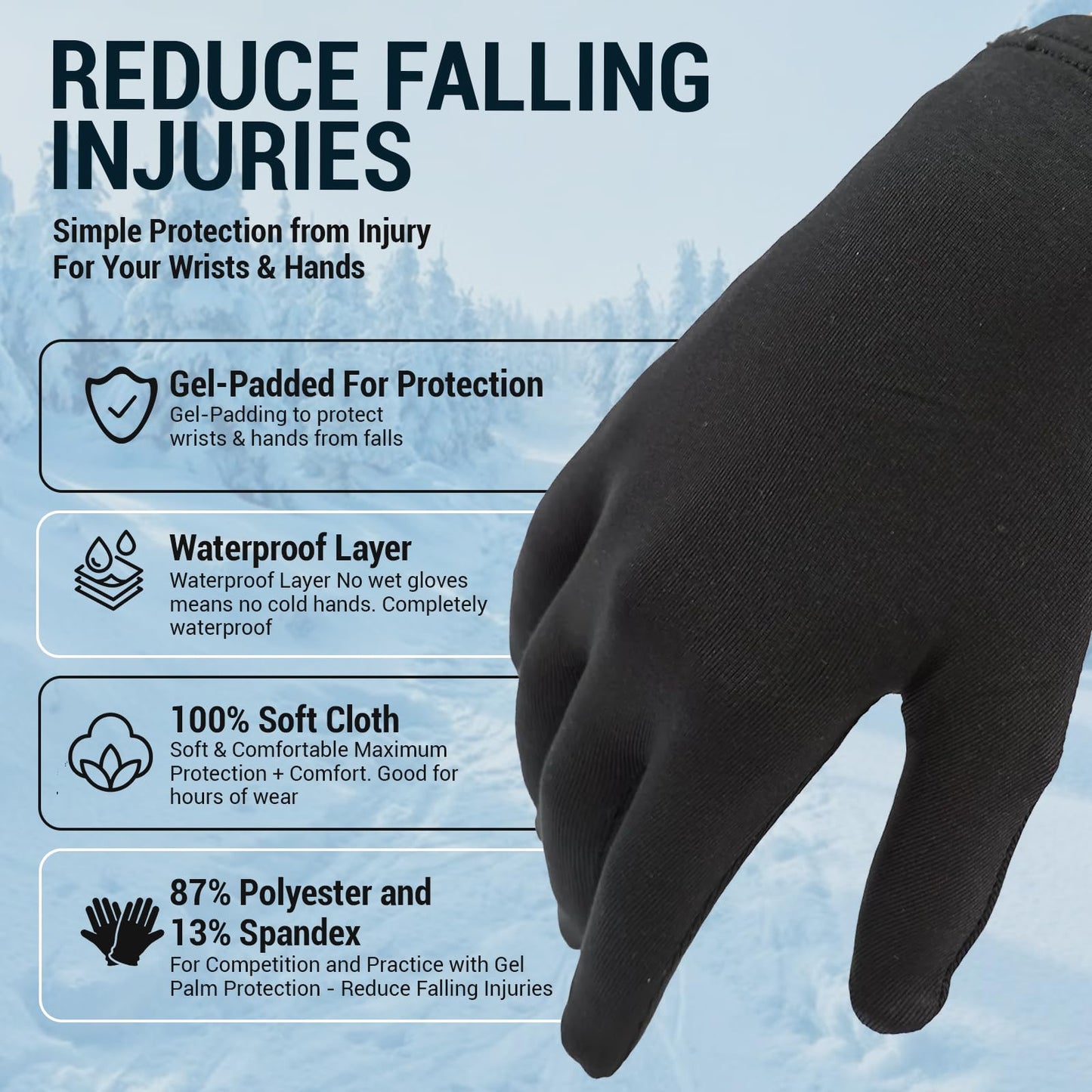Kami-So Figure Skating Gloves for Competition | Ice Skating Gloves for Women | Gel Wrist Support | Padded Thermal Accessory | Figure Skate Practice Gear, Ice Skate Outfit | Black | Extra Small