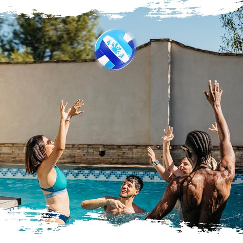 Leitee 5/8.5 Inches Waterproof Volleyball Swimming Pool Water Volleyball with Soft Cover and Pump for Teens Adults Pool Beach Game Outdoor Indoor(Blue/Light Blue/White,8.5 Inch)