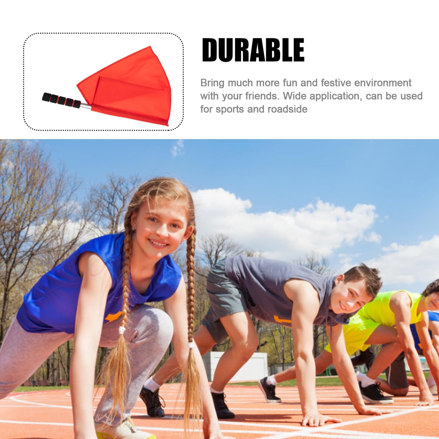 2PCS Referee Flags With Stainless Steel Handle - Red Signal Flag for Volleyball, Soccer, Track and Field - Lightweight Line Judge Equipment