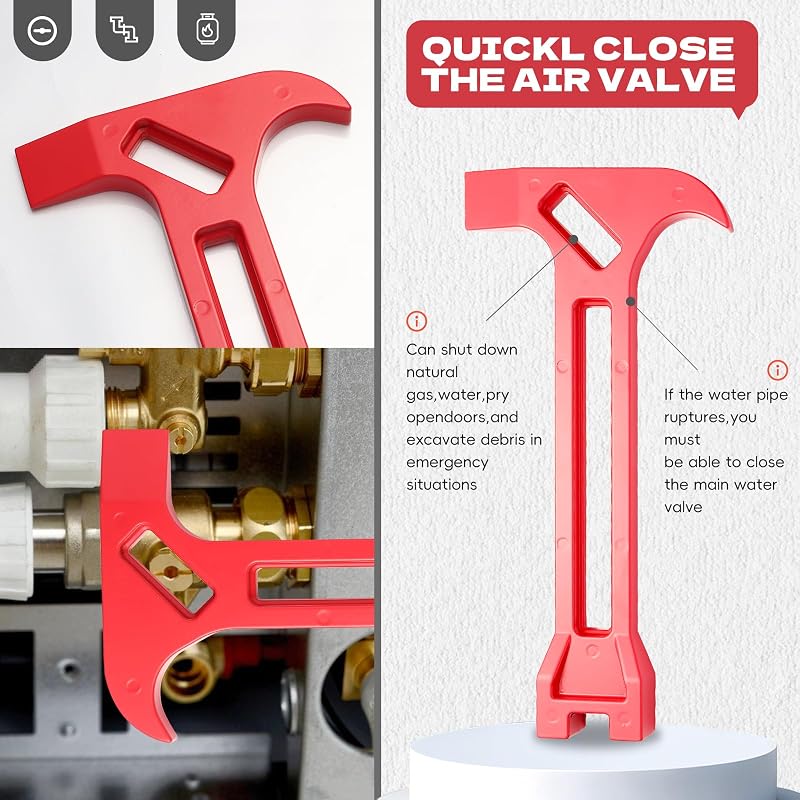 4-in-1 Emergency Tool - Gas & Water Shut Off Wrench, Non-Sparking Pry Bar
