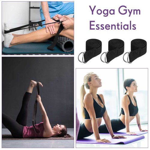 Jerify 10 Pcs Yoga Strap for Stretching Bulk 6ft Exercise Stretch Band with Metal D Ring Adjustable Pilates Non Elastic Yoga Stretch Belt for Women Men Physical Fitness Gym Workout Dance(Black)