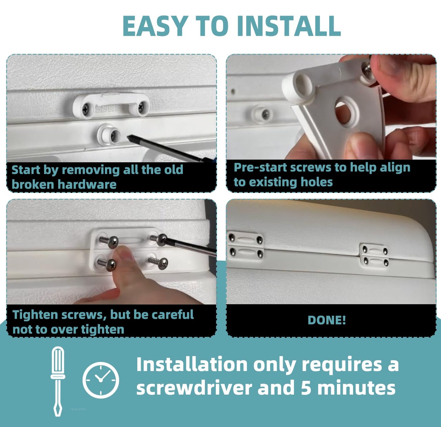 kelingsi Cooler Hinge and Latch Replacement Kit for Igloo,Repair and Replace Cooler Components,4 Hinges and 2 latches
