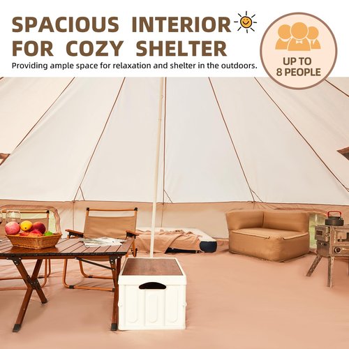 YOLENY 4-Season Bell Tent, Holds up to 4-8 People, Waterproof Yurt Tents with Stove Jack & Removable Zipped Floor, Spacious Glamping Tent for Family Camping & Outdoor Parties 13FT