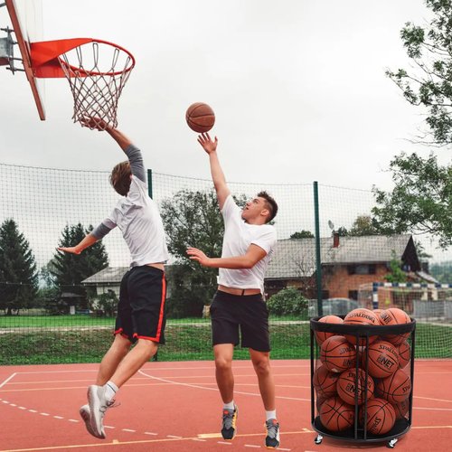 Ball Cart, 82 U.S. GALS Ball Bin, Rolling Basketball Storage Bin with Wheels for Garage, School, Ball Club, Indoor, Outdoor, Mesh Ball Organizer Garage (XXL)