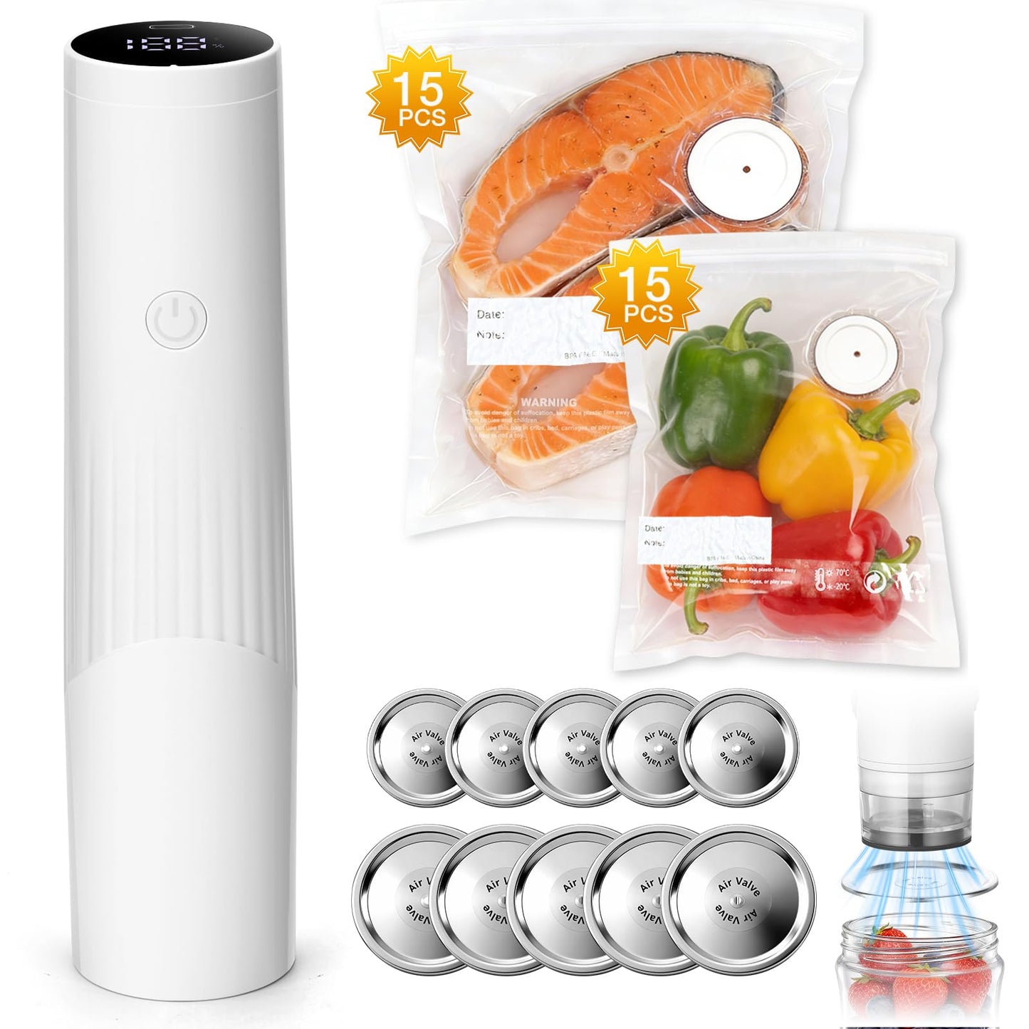 GURITHE Compact Vacuum Sealer for Food, Handheld Vacuum Sealer Machine with 30 Reusable Bags, Portable Automatic Food Sealer for Freezer Storage, Travel, Camping