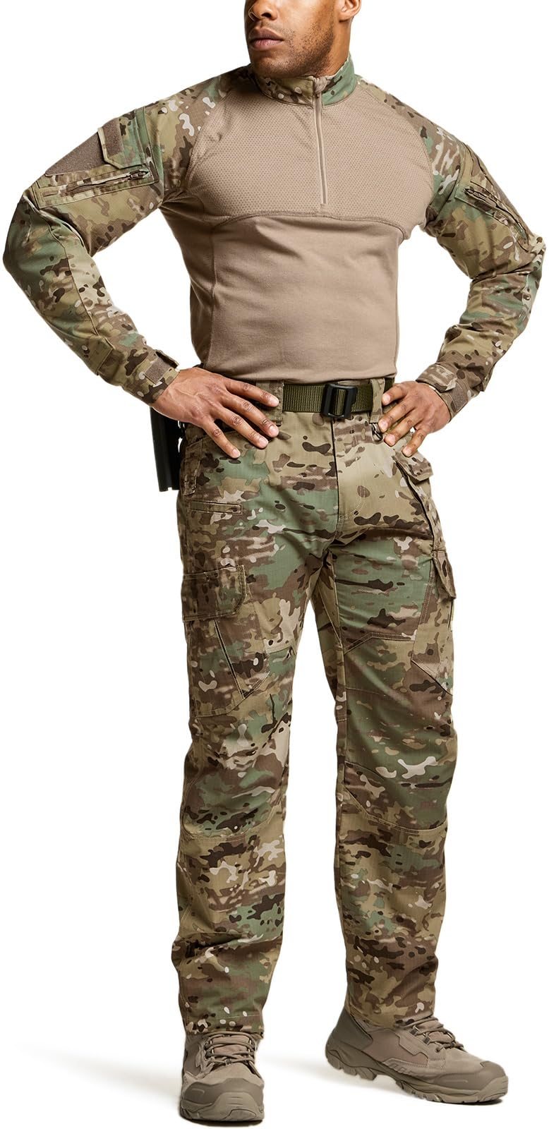 CQR Men's Tactical Pants, Water Resistant Ripstop Cargo Pants, Lightweight EDC Work Hiking Pants, Outdoor Apparel, Duratex Mag Pocket Utility Camo, 46W x 30L