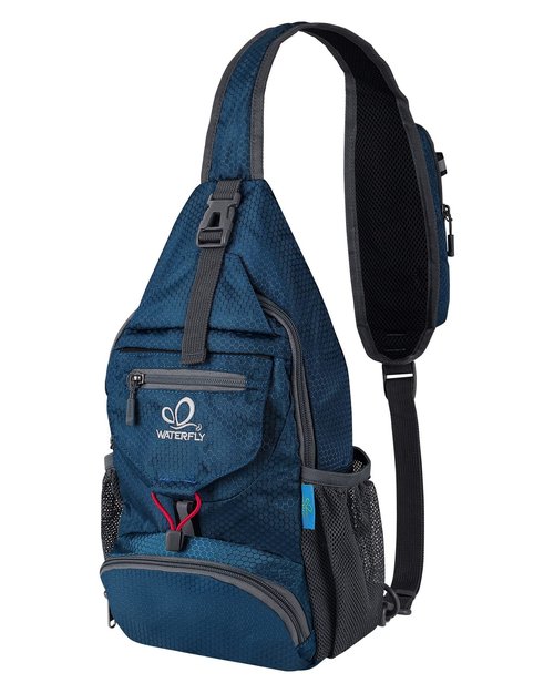 WATERFLY Packable Small Crossbody Sling Backpack Shoulder Chest Bag Daypack for Hiking Traveling