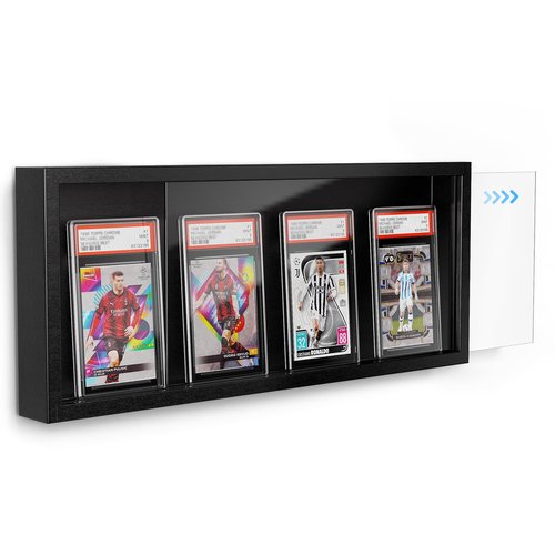 Emfogo Card Display Case, Trading Card Display Frame Wall Mount, Wooden Baseball Card Display Case with Clear View, Graded Sports Card Display for Trading Card Collection (1 Pack-Black)