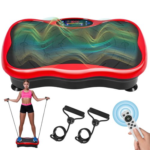 Vibration Plate Exercise Machine, Mini Vibrating Platform, Platform Exercise Machine with Resistant Band, Home Training Equipment for Lymphatic Drainage, Burn Calories, Helps Alleviate Back