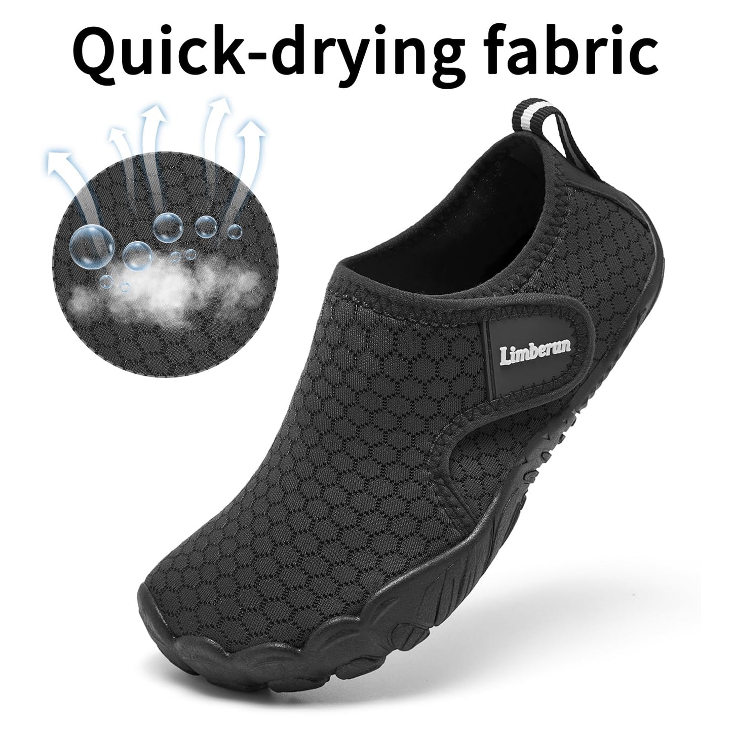 Limberun Kids Water Shoes for Girls Boys Swimming Shoes Kids Beach Shoes Pool Shoes Aqua Shoes for Quick Dry Non-Slip, Comfortable Black 5