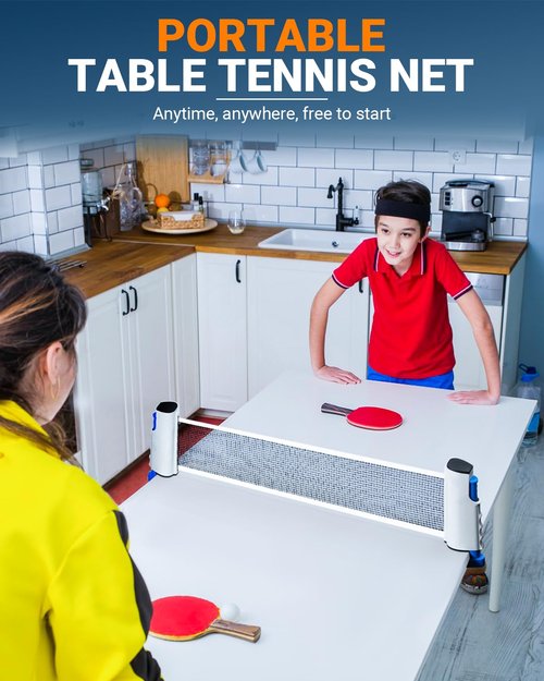 EOTJYAO Retractable Ping Pong Net, Upgrade Table Tennis Net Stands Upright Without Sagging, Ping Pong Net for Any Table, Easy to Use and Portable, Play Indoors & Outdoors, Ping Pong Table Net