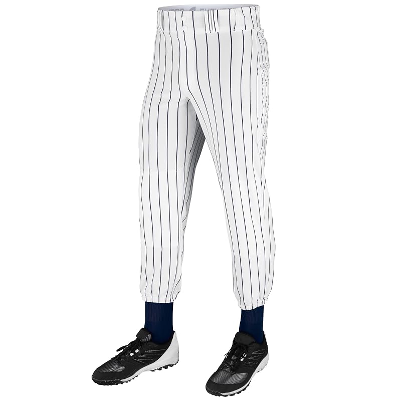 Champro Men's Triple Crown Pinstripe Baseball Pants – White, Navy, Medium