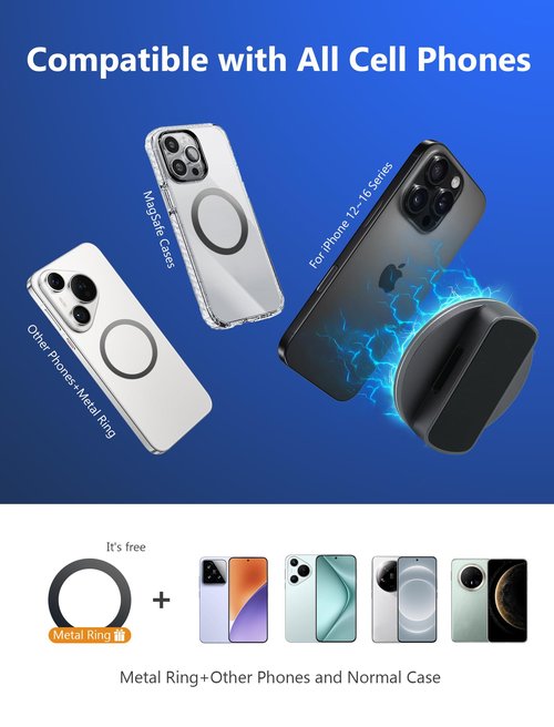 Aluminum Alloy Magnetic Golf Cart Phone Mount with N52 Magnets, Golf Accessories Compatible with MagSafe iPhone 16 Pro Max Plus 15 14 13 12 Mini Fits EZGO Yamaha Club Car Icon, Coolest Golf Gift