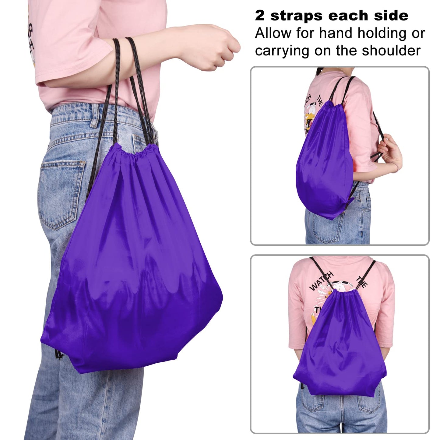 KUUQA 50Pcs Purple Drawstring Backpack Bulk String Bags for Storage, Sport, Gym, and Traveling