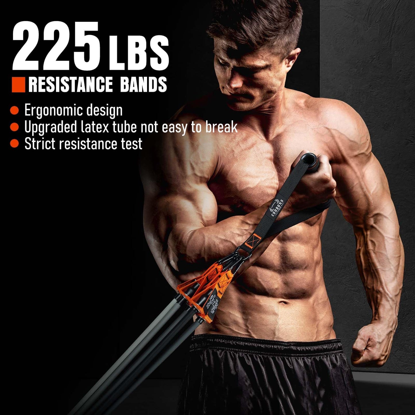 Resistance Bands with Handles, 225lb Exercise Bands for Working Out, Fitness Bands, Workout Bands with Door Anchor and Ankle Straps, Physical Therapy, Yoga, Strength Training Home Gym Equipment