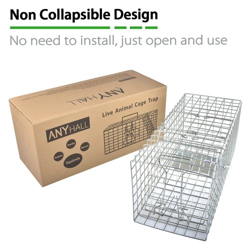 Anyhall Heavy Duty Humane Live Animal Cage Trap for Squirrels, Weasels and Similar-Size Rodents - 17” x 7” x 7”