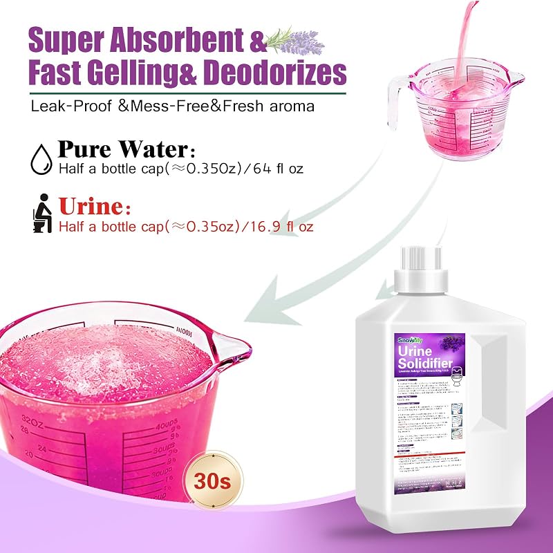 Snowlily Pee Powder 1.8lb - Liquid Gel Urine Solidifier & Portable Camping Toilet Deodorizer
