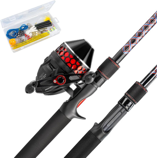KastKing Brutus Spinning & SpinCast Combo, Fishing Rod and Reel Combo, Custom Tackle Kit, Pre-Spooled Line, Brute Tuff Blank, Stainless Steel Guide, EVA Handles, Custom Graphite Reel Seat