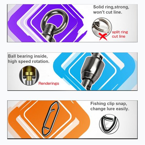 AMYSPORTS High Strength Snap Swivels Stainless Bearing Rolling Fishing Swivel Freshwater Snap Swivels Fishing Clip Steel Black Nickel, 25pcs, 45lbs