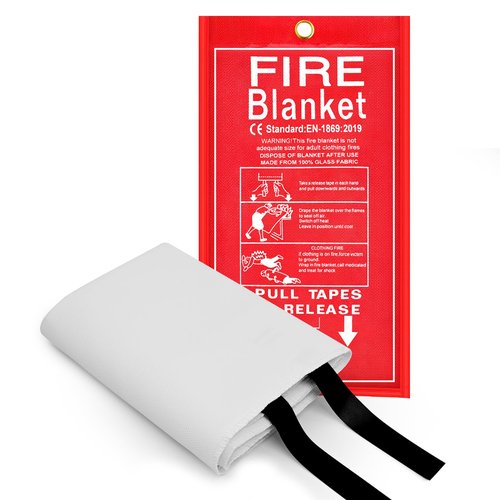 DOKIBI Emergency Fire Blanket, 1 Pack 40” x 40” Fiberglass Fire Suppression Fireproof Blanket with Double-Sided Silicone Coating for Home, Kitchen, Fireplace, Grill, Car, Office, Warehouse