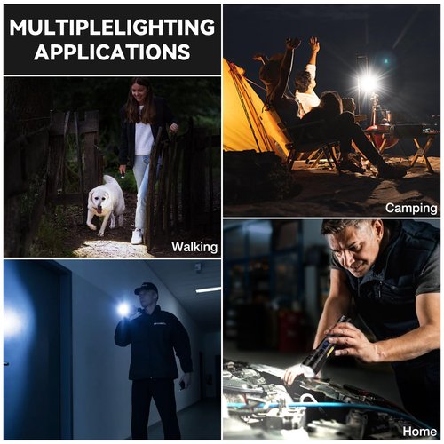ALSTU Rechargeable 90,000 Flashlight High Lumen - 2 Pack Super Bright LED Flash Light with COB, 7 Modes Powerful Handheld Flashlight for Home