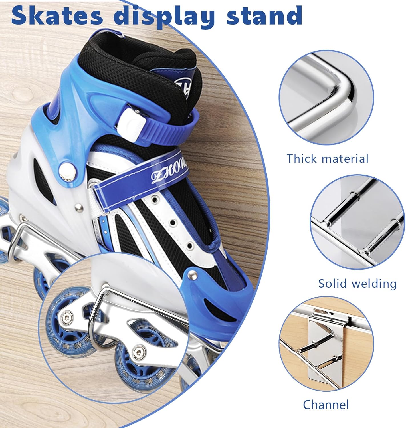 2 Pcs Roller Skate Display Stand, Ice Skate Rack, Wall Mounted Skate Rack, Roller Skate Holder for Ice Skates, Roller Skates Display Holder