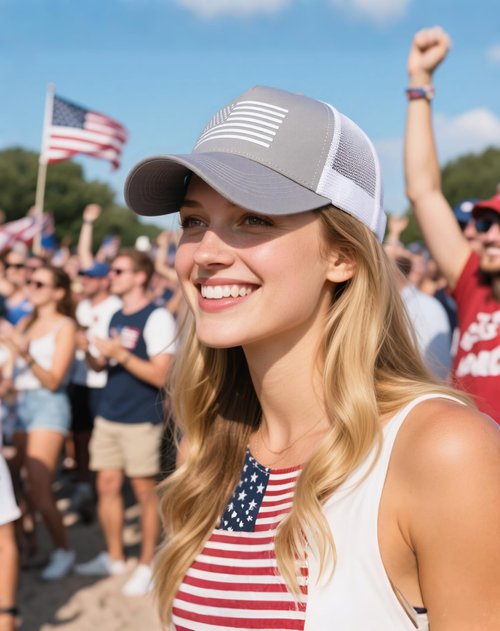 HAFOUXIGM 2 Packs American Flag Trucker Hat, Adjustable Mesh Snapback USA Flag Baseball Caps for Men Women