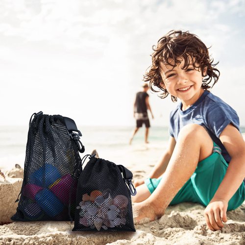 Riuog 10 PCS With Clips Mesh Drawstring Bags, Portable Nylon Storage Bags for toy,Sports Storage,Outdoor activities etc. (7.9x11.8in)