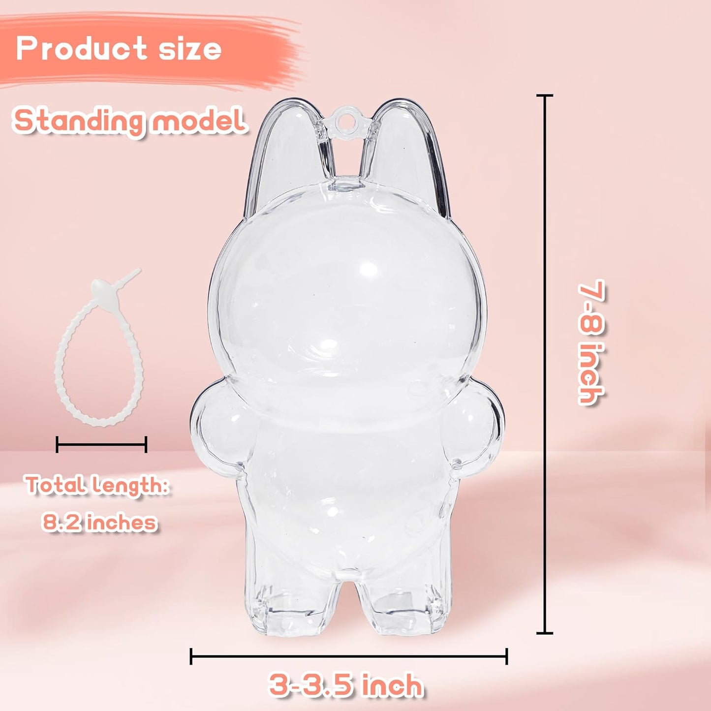 1PCS Protective Case Compatible with LABU The Monsters Exciting Macaron - Clear Plastic Box with Keychain & Anti-Loss Silicone Strap,Plastic Clear Display Box(No Doll Included,17CM)