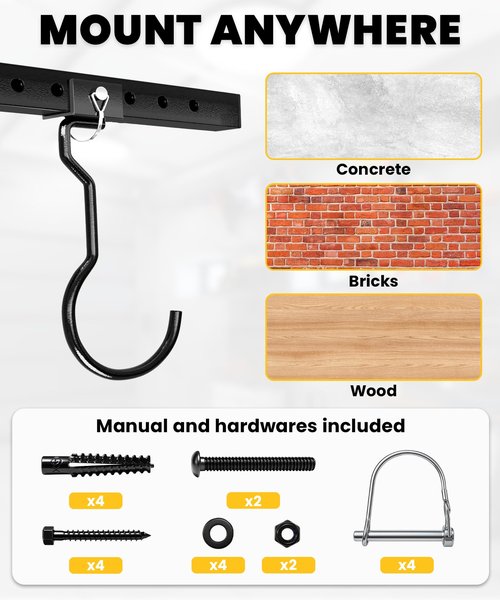 SJPULMO Bike Rack Celling Mount for Garage, Indoor Hangers Storage for 8 Bicycles, Heavy-duty Adjustable Bike Hooks for Garage Ceiling Support up to 640 lbs