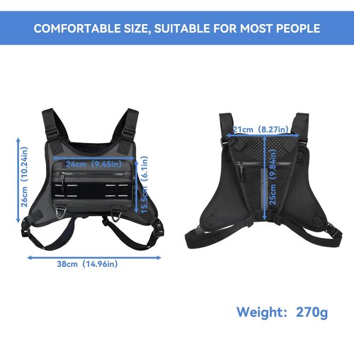 Sports Chest Bag For Men, Water Resistant Lightweight Front Running Vest Bag With Built In Running Phone Holder Extra Storage For Workouts, Cycling,Runing